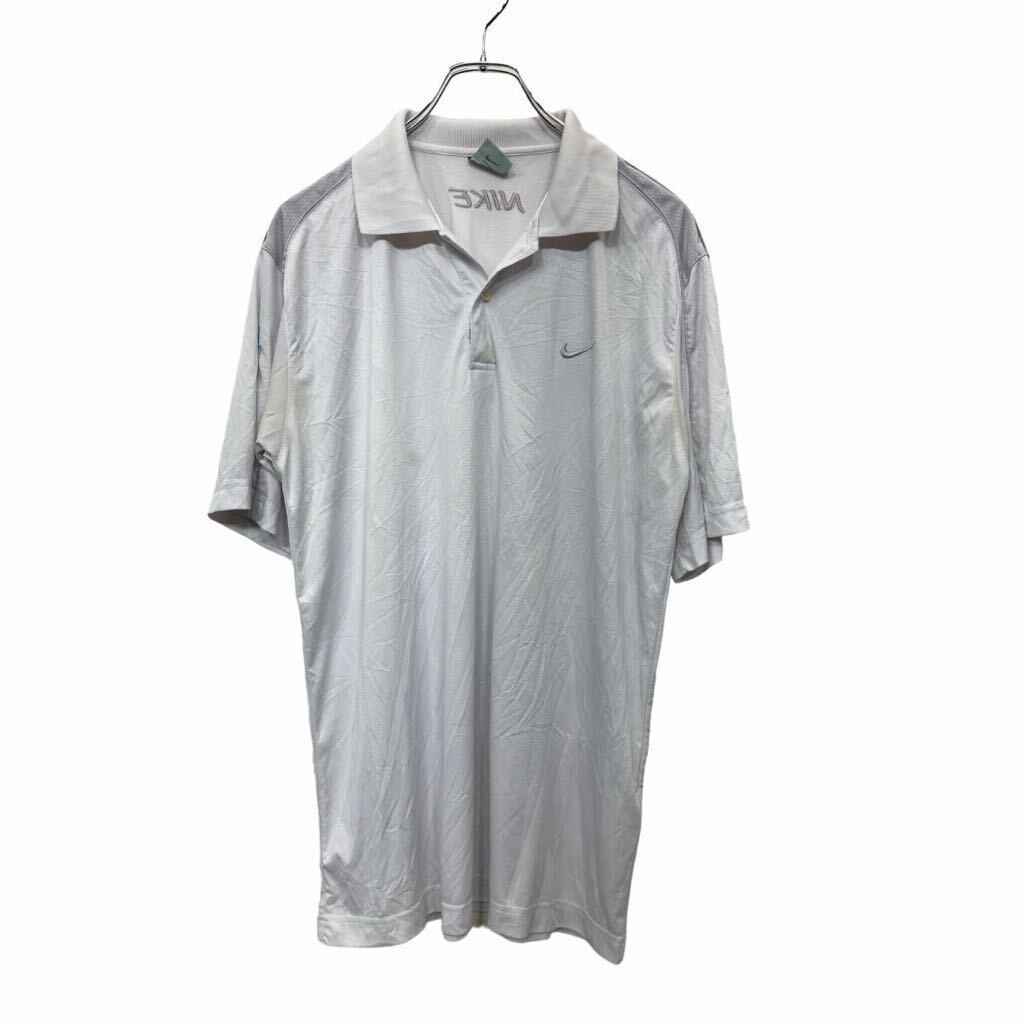 【中古】【古着】 NIKE 半袖 ロゴ ポロシャツ XLサイズ ナイキ 刺繍 ハーフボタン ホワイト 古着卸 アメリカ仕入 t2406-3470