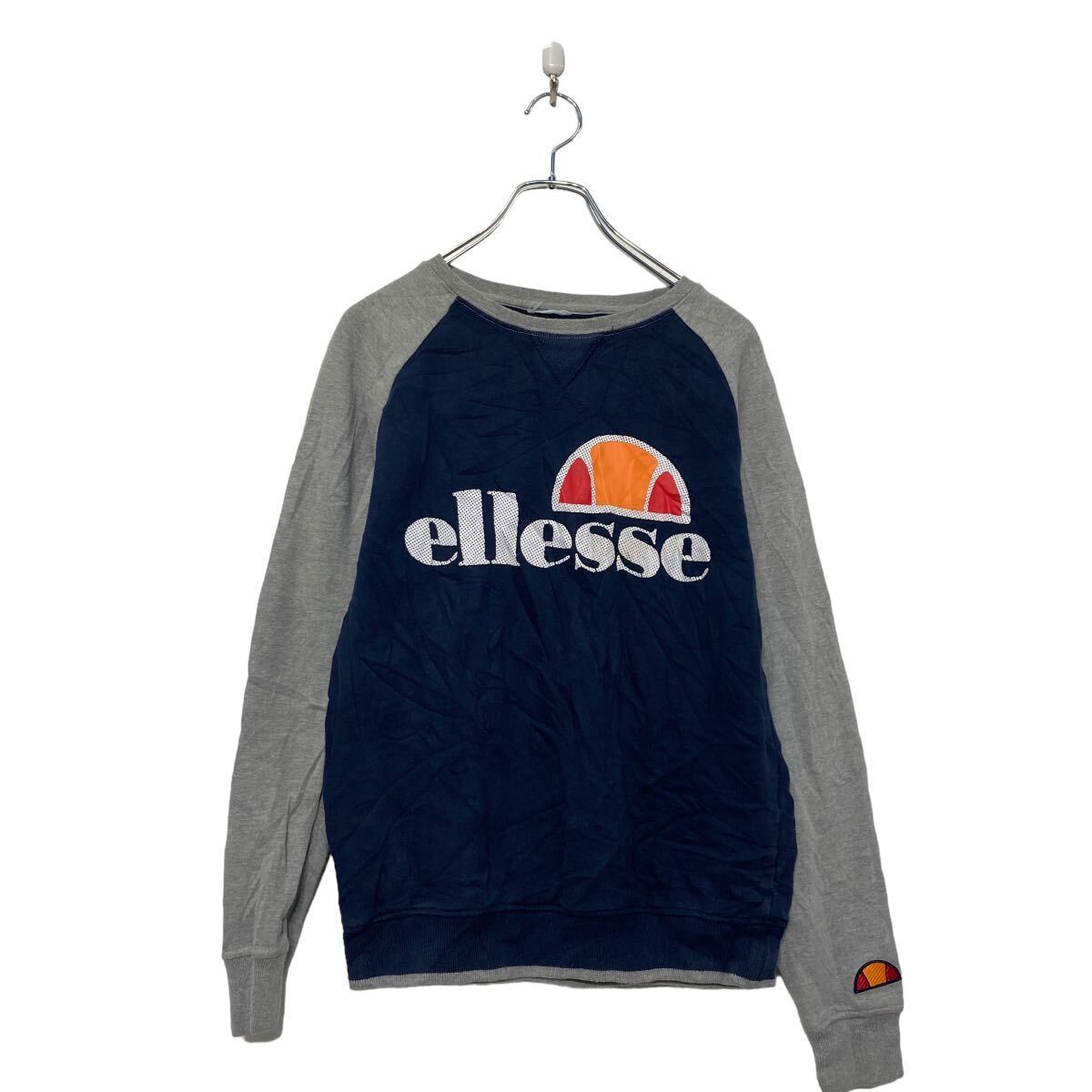  ellese プリント スウェット トレーナー エレッセ S グレー 裏起毛 古着卸 アメリカ仕入 a606-5914