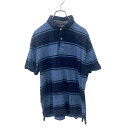 【中古】【古着】 TOMMY HILFIGER ポロシャツ M サイズ トミーヒルフィガー ボーダー ブルー系 古着卸 アメリカ仕入 t2406-3498