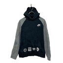 【中古】【古着】 NIKE ロゴ スウェット パーカー L キッズ ナイキ ブラック グレー ラグラン 古着卸 アメリカ仕入 a606-5994(4)