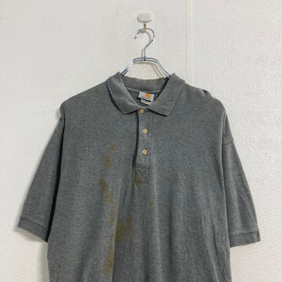 【中古】【古着】 carhartt 半袖 ポロシャツ L グレー カーハート シンプル 古着卸 アメリカ仕入 a606-6016