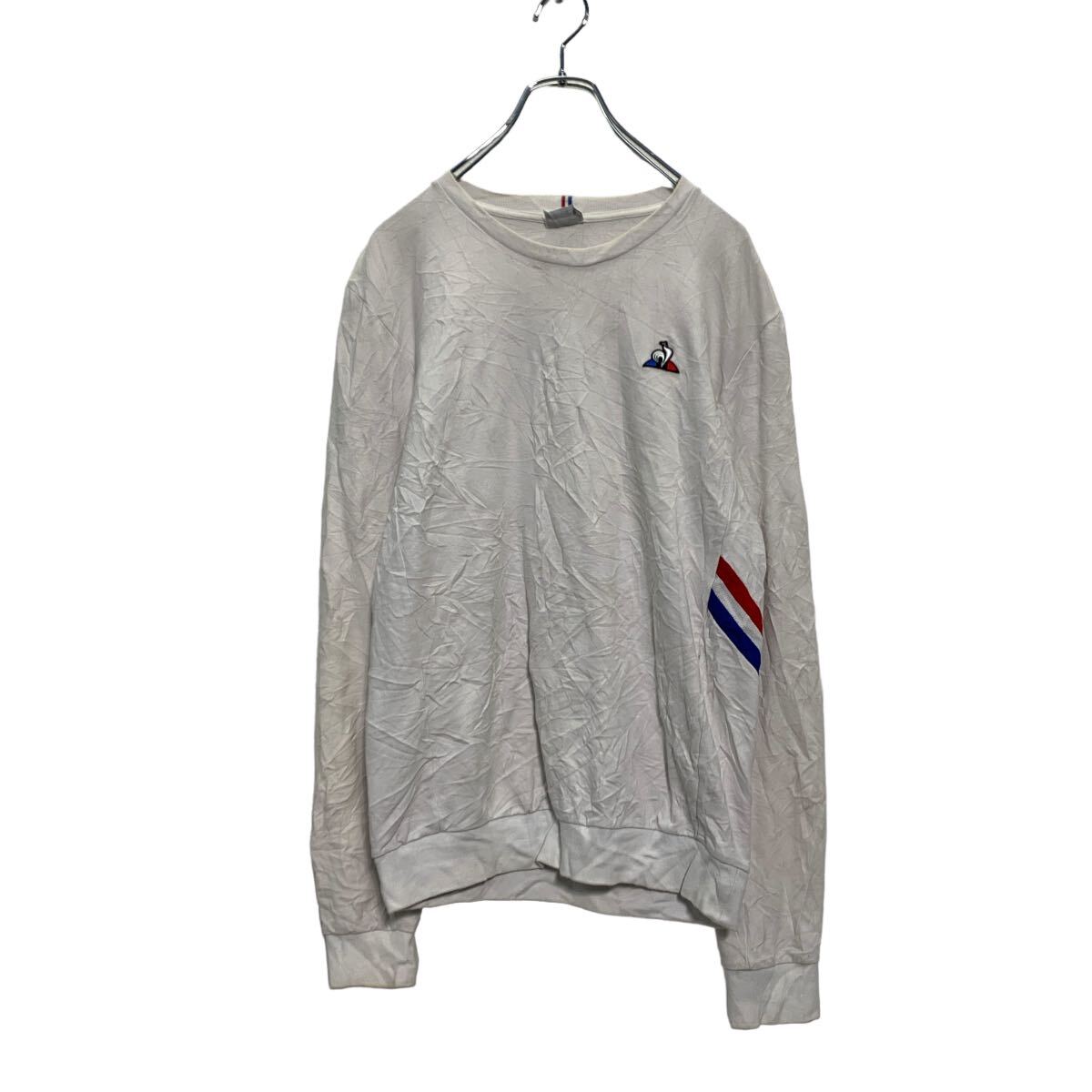 【中古】【古着】 le coq sprtif ロゴスウェット トレーナー S ホワイト ルコック ワンポイントロゴ 裏起毛 古着卸 アメリカ仕入 a606-6028