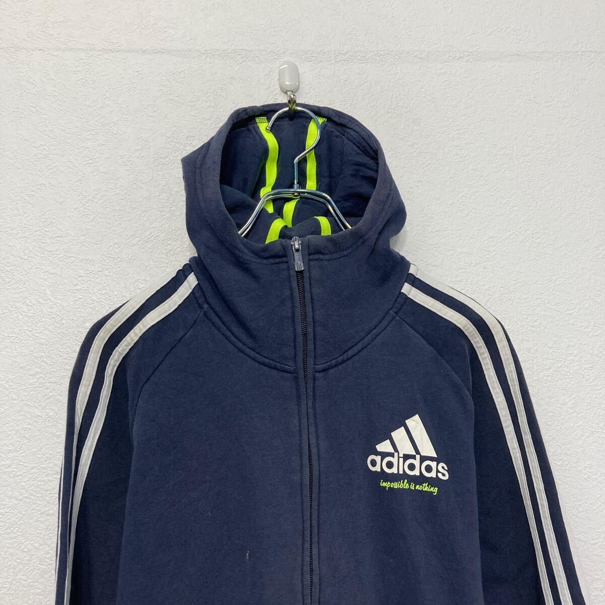 【中古】【古着】 adidas ロゴ スウェット パーカー L ネイビー ラグラン アディダ...