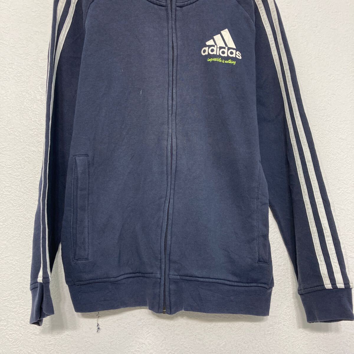 【中古】【古着】 adidas ロゴ スウェット パーカー L ネイビー ラグラン アディダ...