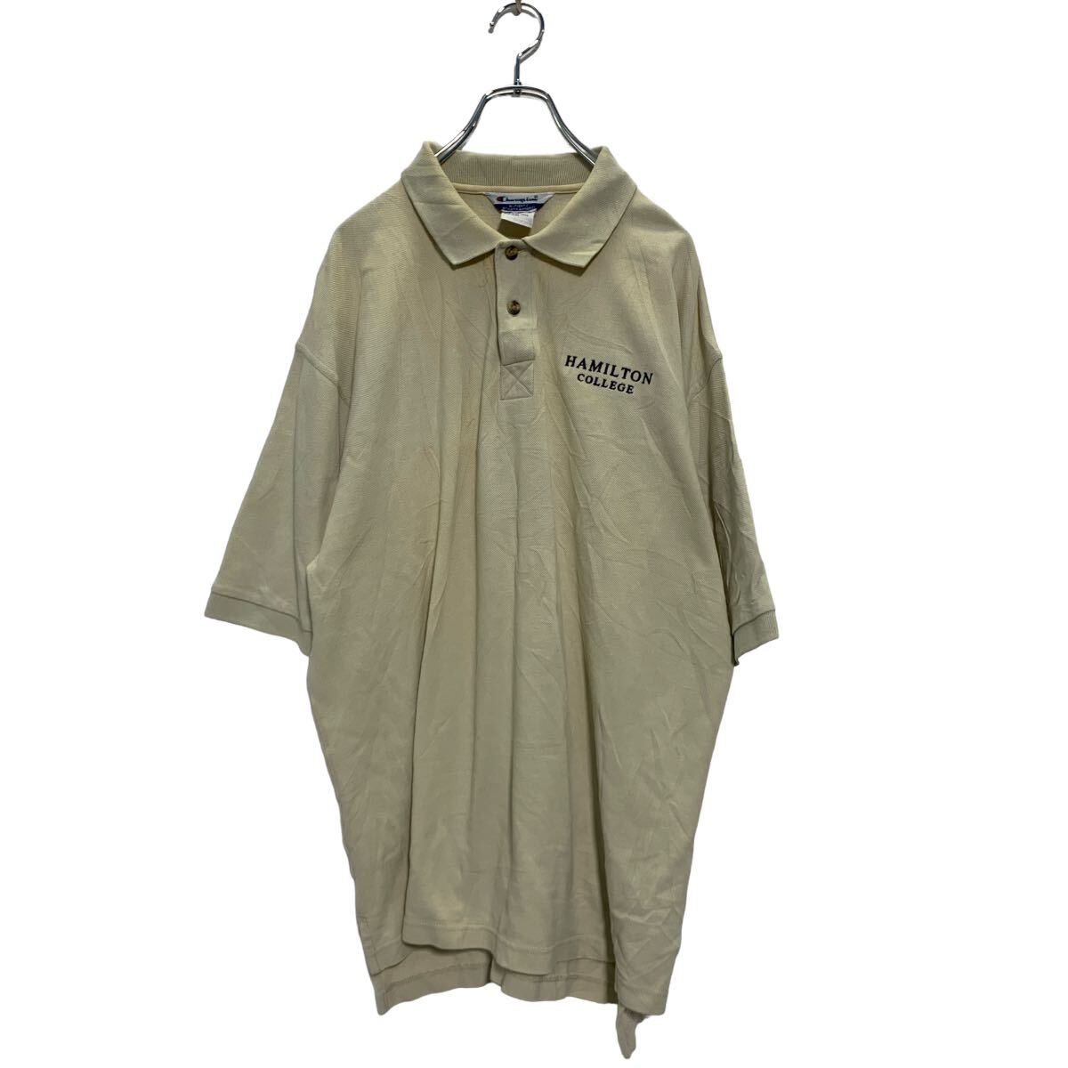 【中古】【古着】 Champion 半袖 無地 ポロシャツ XL ベージュ チャンピオン ビッグサイズ 鹿子 ワンポイントロゴ 古着卸 アメリカ仕入 a606-6155