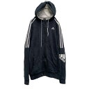 【中古】【古着】 adidas ジップアップ ロゴスウェット パーカー S ブラック アディダス 裏起毛 古着卸 アメリカ仕入 a606-6172(4)
