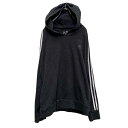 【中古】【古着】 adidas ロゴスウェット パーカー L ブラック アディダス 裏起毛 プルオーバー 古着卸 アメリカ仕入 a606-6175