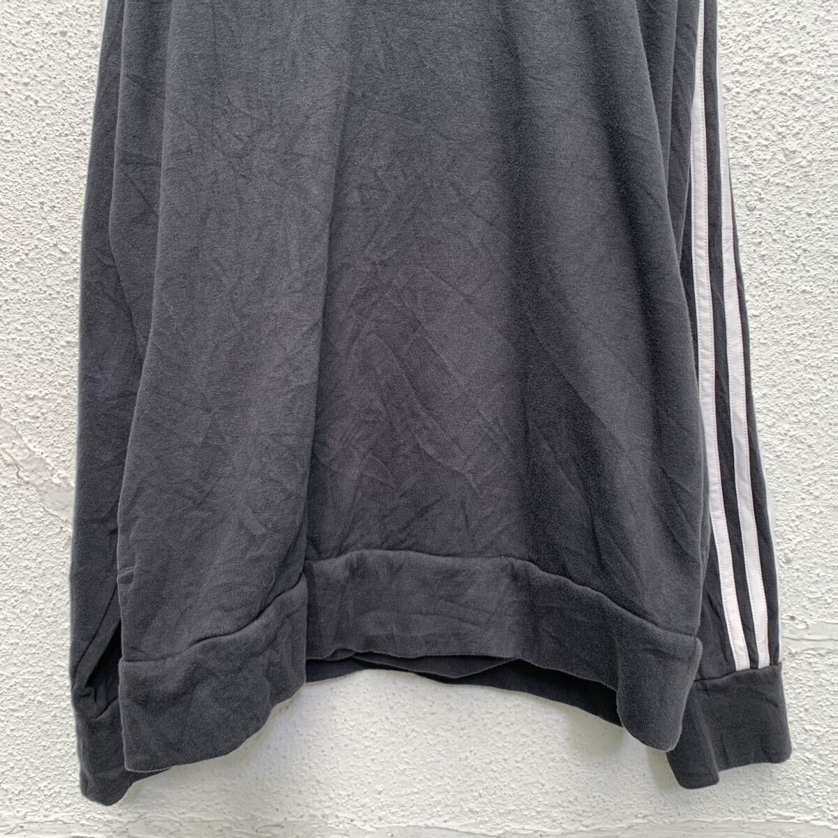 【中古】【古着】 adidas ロゴスウェット パーカー L ブラック アディダス 裏起毛 プルオーバー 古着卸 アメリカ仕入 a606-6175