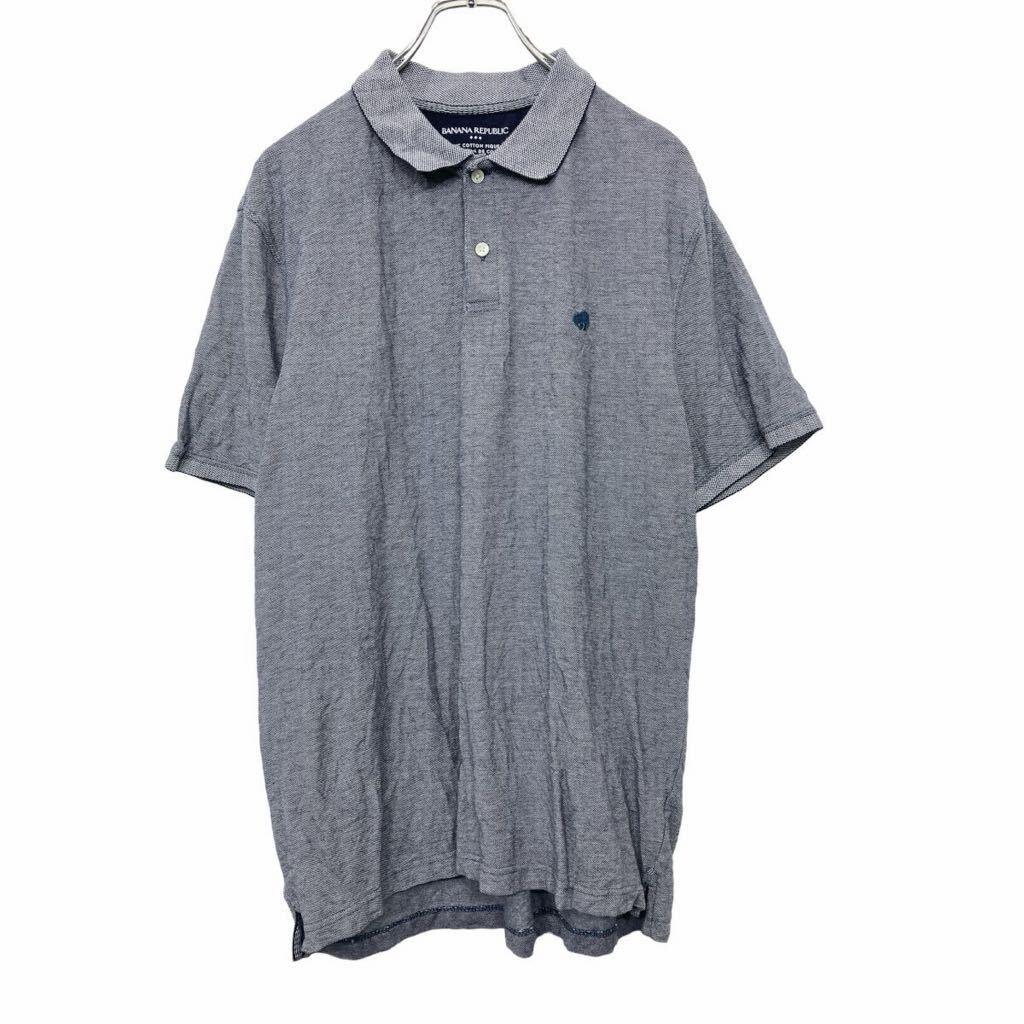 【中古】【古着】 BANANA REPUBLIC 半袖 ポロシャツ XLサイズ ハーフボタン 刺繍 グレー 古着卸 アメリ..