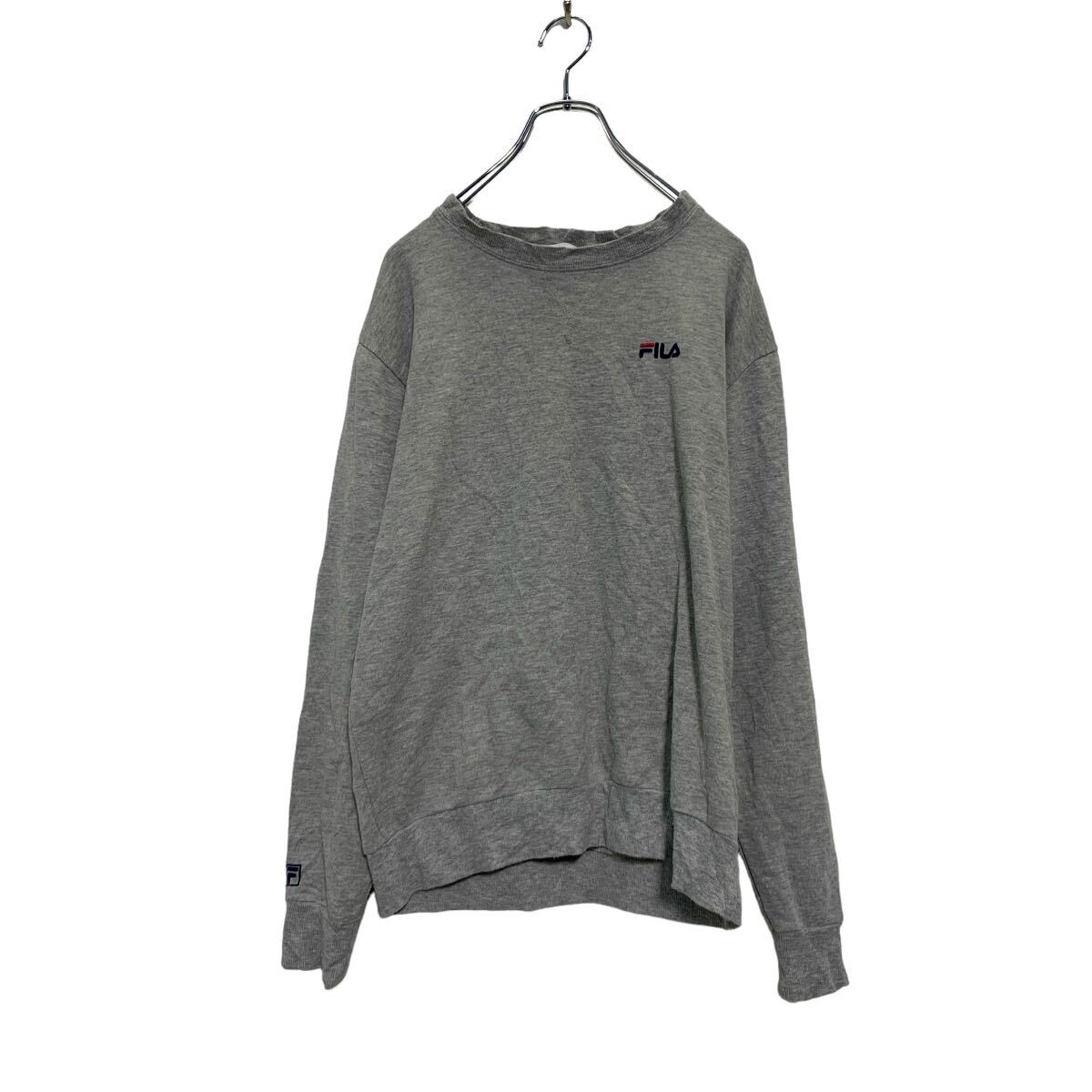 【中古】【古着】 FILA ロゴスウェット トレーナー M グレー フィラ 裏パイル 古着卸 アメリカ仕入 a606-6196
