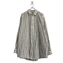 【中古】【古着】 SUTTER & GRANT 長袖 ストライプ シャツ 2XL ホワイト レッド グレー ベージュ ビッグサイズ 古着卸 アメリカ仕入 a606-6281