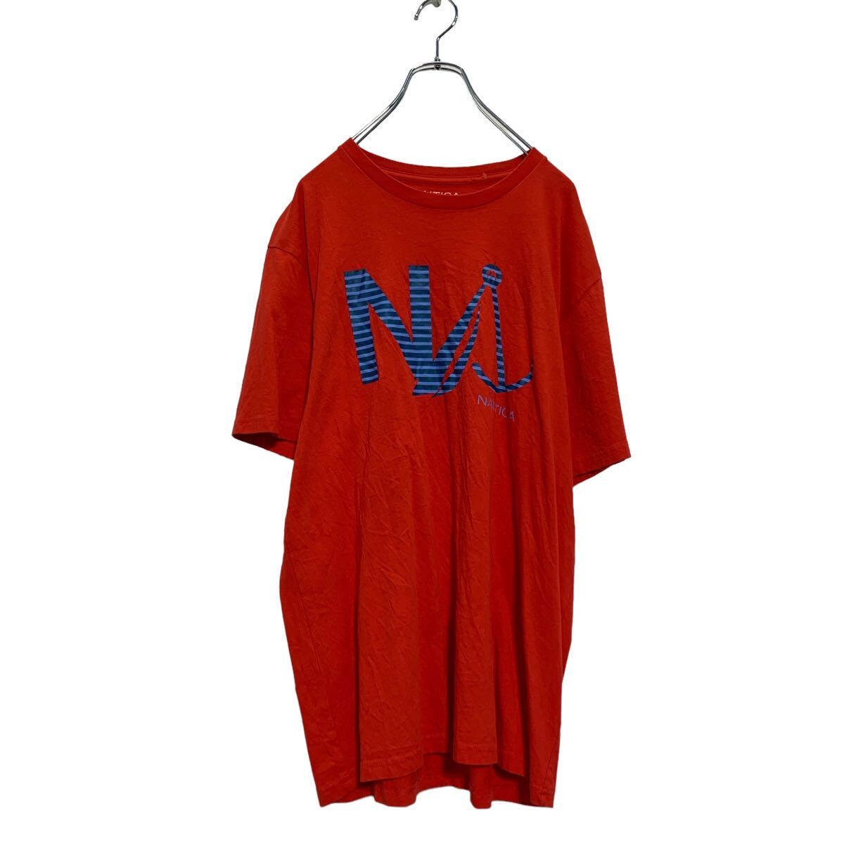 【中古】【古着】 NAUTICA 半袖 プリントTシャツ L レッド ノーティカ クルーネック 古着卸 アメリカ仕入 a606-6379