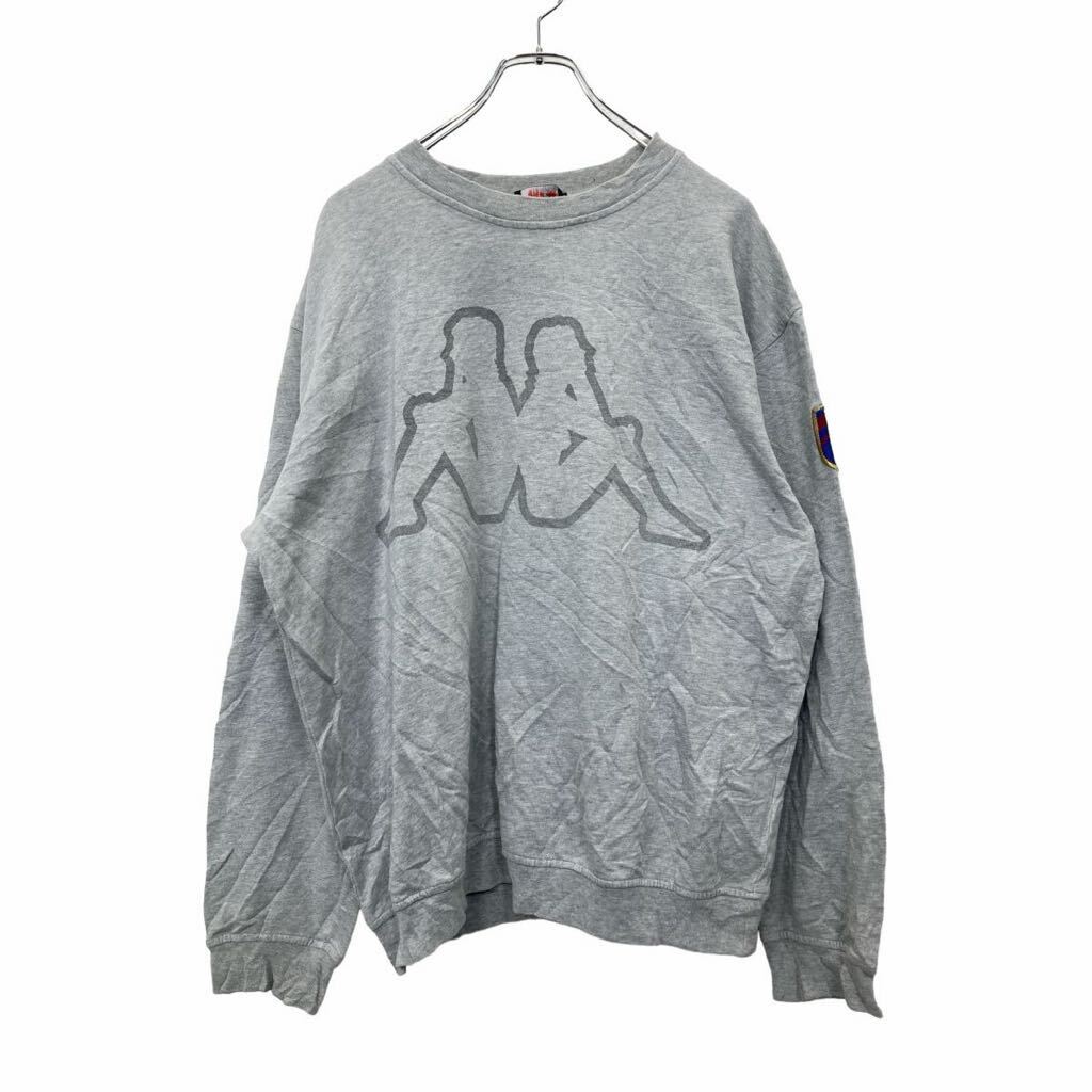 【中古】【古着】 kappa プリントスウェット トレーナー Lサイズ カッパ グレー 古着卸 アメリカ仕入 t2406-3741