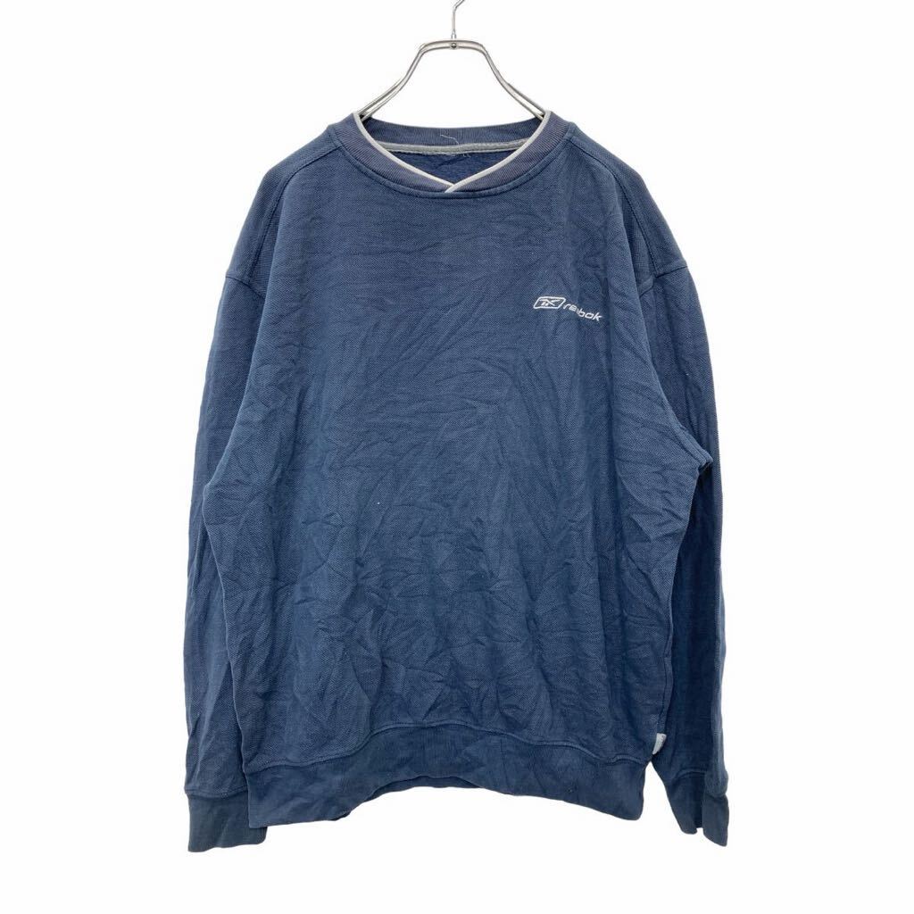 Rakuten - 【中古】【古着】 Reebok ロゴスウェット トレーナー Lサイズ リーボック 刺繍 Vネック ネイビー 古着卸 アメリカ仕入 t2406-3746