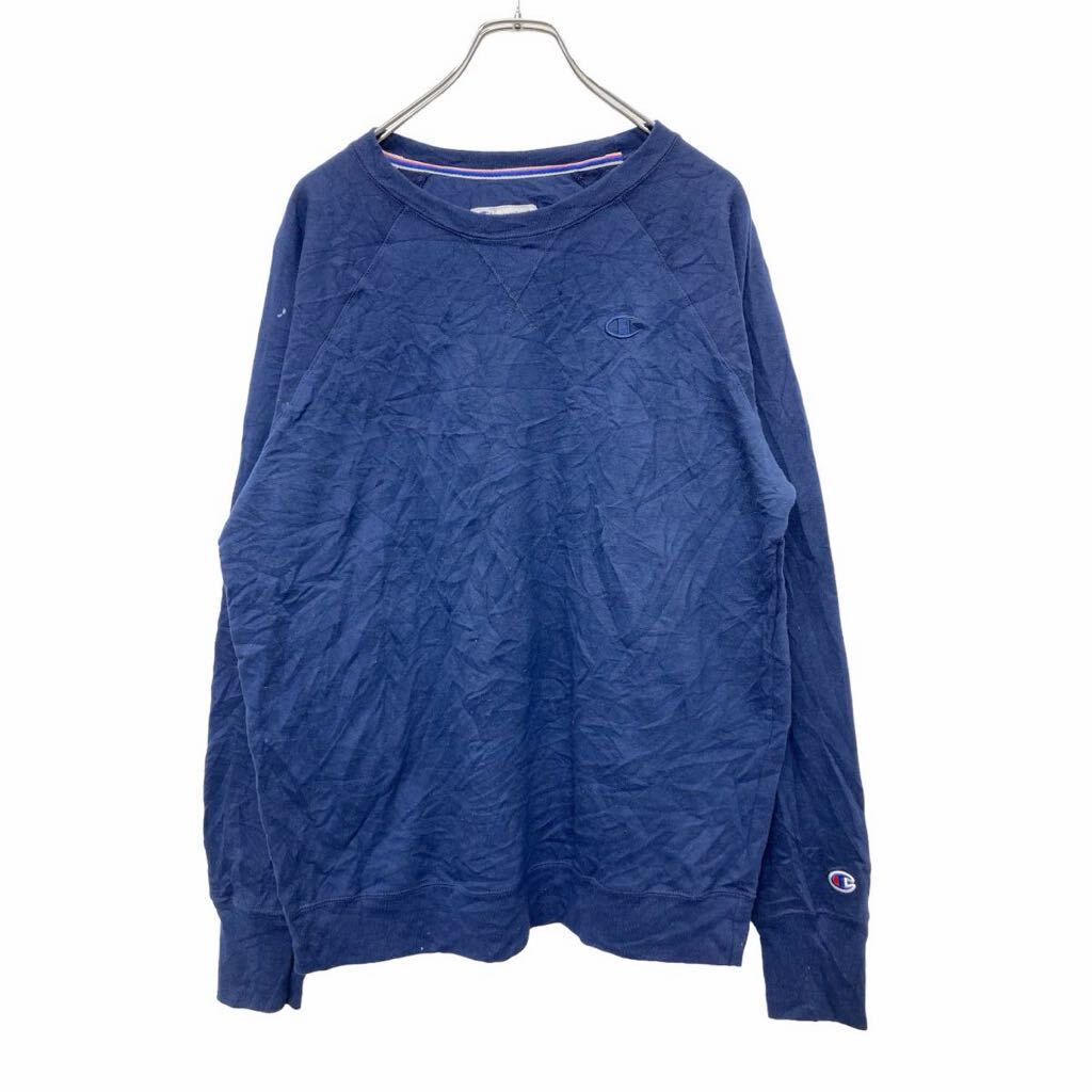 【中古】【古着】 Champion ロゴ スウェット トレーナー XLサイズ チャンピオン 刺繍 ネイビー 古着卸 アメリカ仕入 t2406-3768