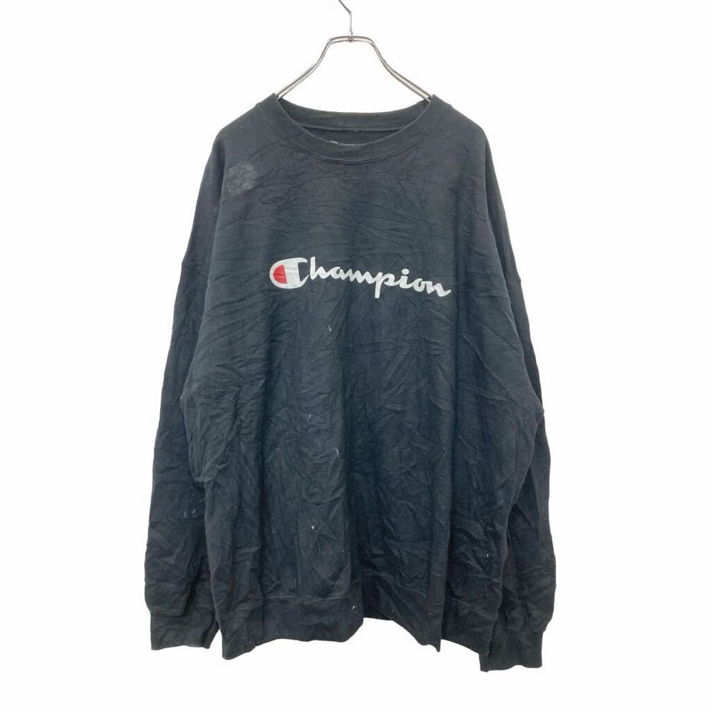 【中古】【古着】 Champion ロゴ スウェット トレーナー 2XLサイズ チャンピオン ビッグサイズ ブラック 古着卸 アメリカ仕入 t2406-3769