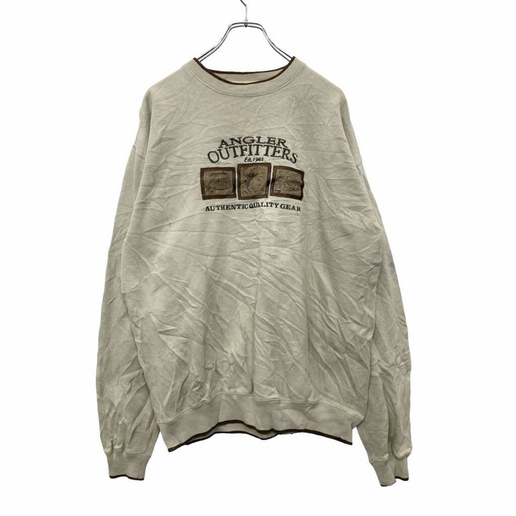 【中古】【古着】 C&B ロゴ スウェット トレーナー Mサイズ 刺繍 ベージュ 古着卸 アメリカ仕入 t2406-3776