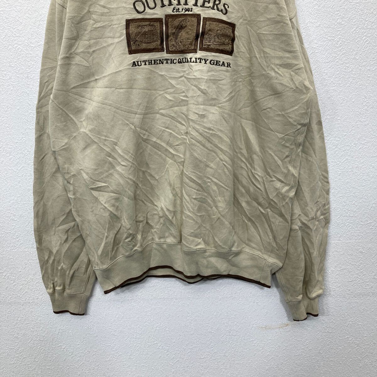 【中古】【古着】 C&B ロゴ スウェット トレーナー Mサイズ 刺繍 ベージュ 古着卸 アメリカ仕入 t2406-3776