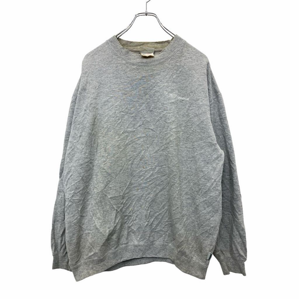 【中古】【古着】 Reebok ロゴ スウェット トレーナー Mサイズ リーボック 刺繍 グレー 古着卸 アメリカ仕入 t2406-3788