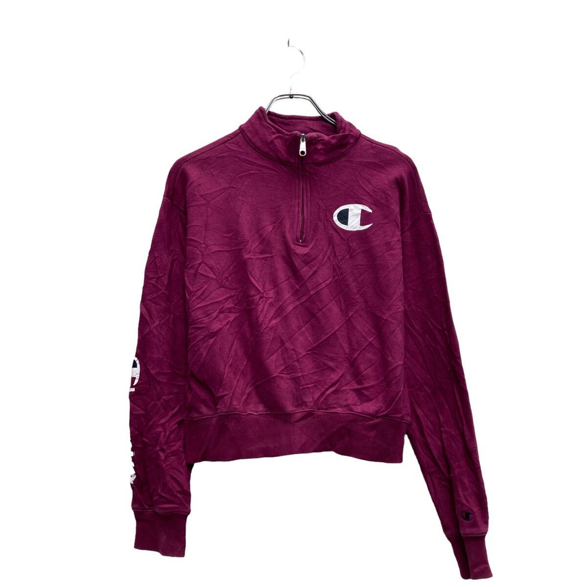 【中古】【古着】 champion ロゴ スウェット トレーナー チャンピオン S ピンク ハーフジップ 古着卸 アメリカ仕入 a606-6397