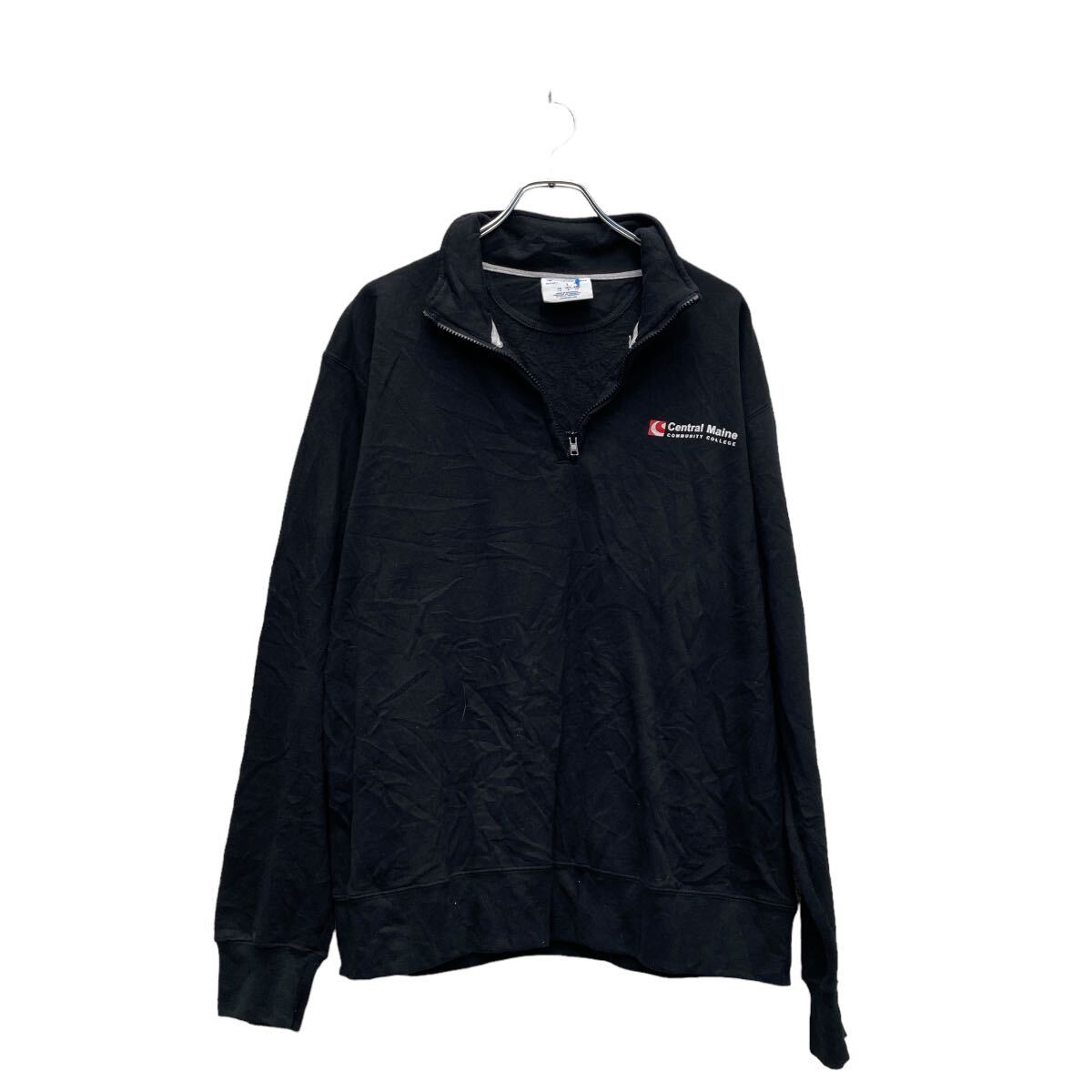 【中古】【古着】 champion ロゴ スウェット トレーナー チャンピオン L ブラック 裏起毛 フルジップ 古着卸 アメリカ仕入 a606-6399