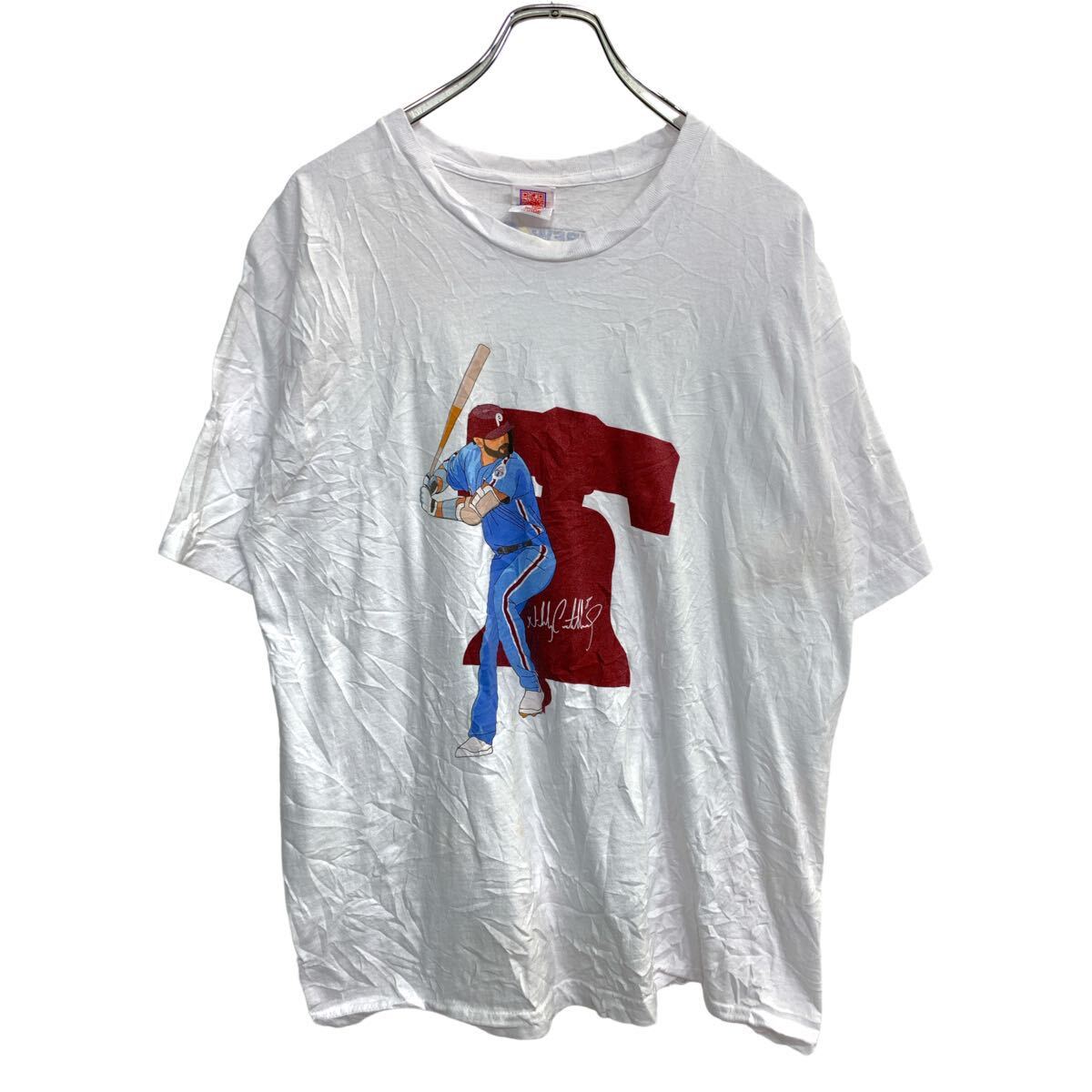 【中古】【古着】 BAYSIDE プリントTシャツ Lサイズ ベイサイド ホワイト USA製 古着卸 アメリカ仕入 t2406-3792