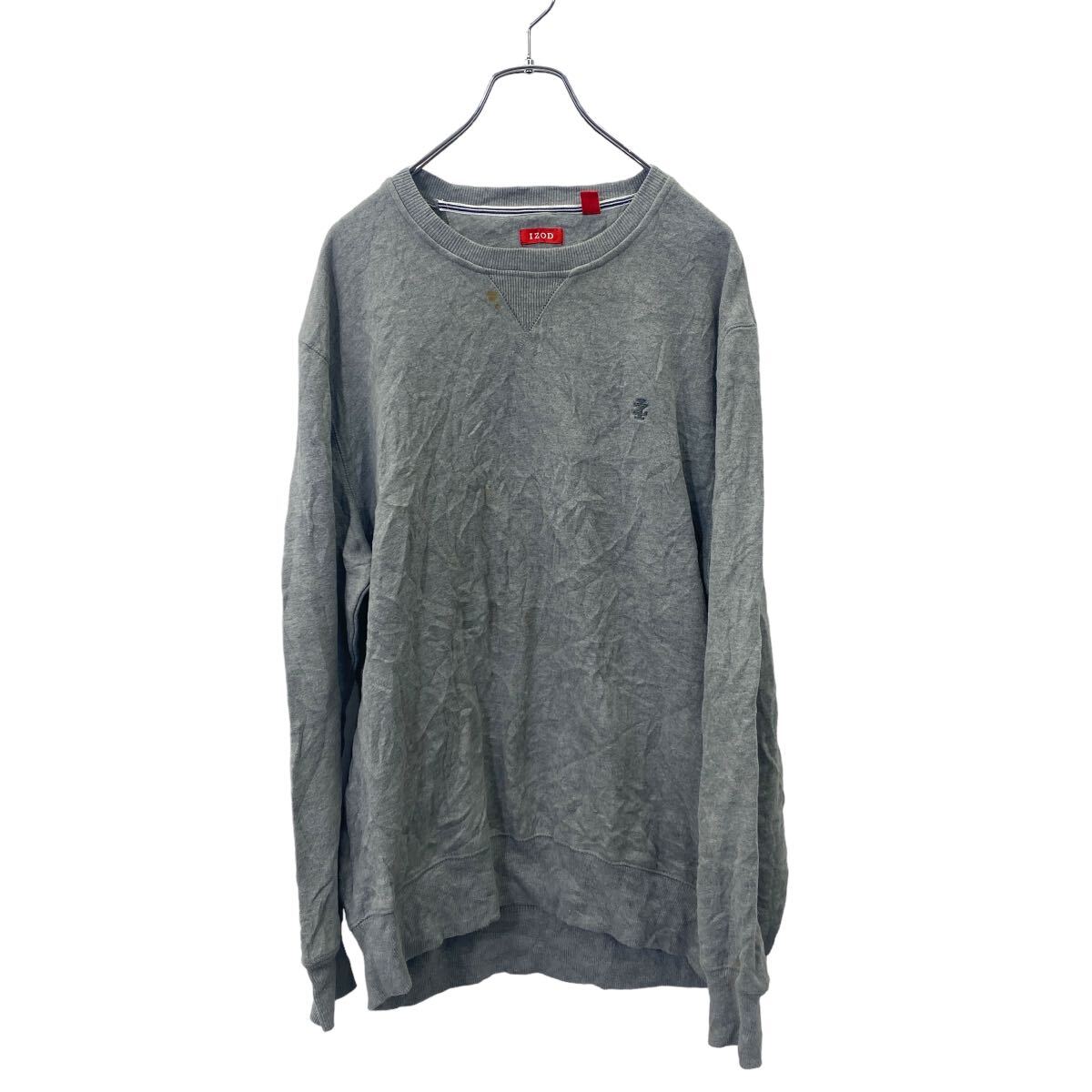 【中古】【古着】 IZOD ロゴ スウェット L サイズ アイゾッド グレー 刺繍 古着卸 アメリカ仕入 t2406-3857