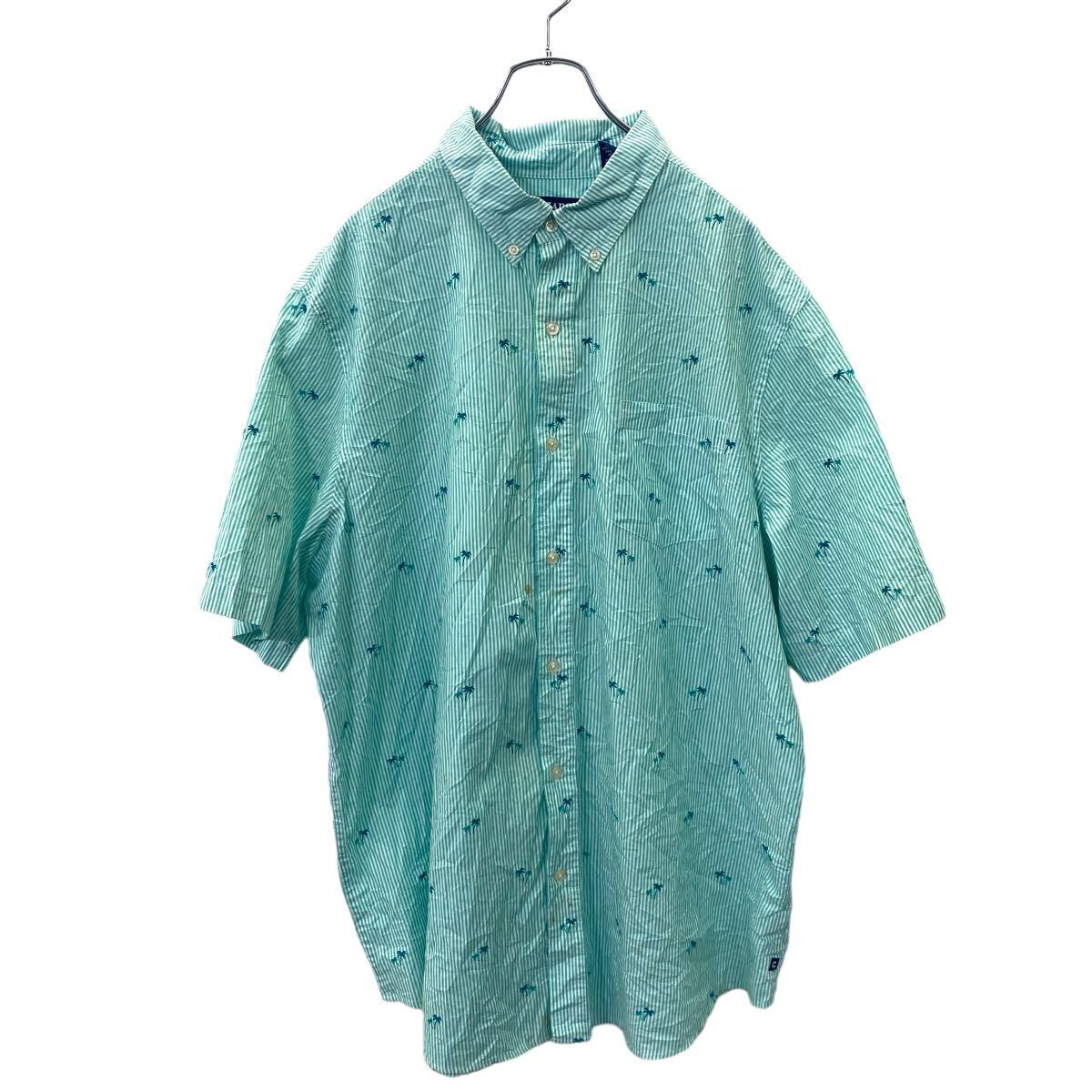 【中古】【古着】 CHAPS 半袖 シャツ XXL サイズ チャップス ストライプ グリーン ビッグサイズ 古着卸 アメリカ仕入 t2406-3867