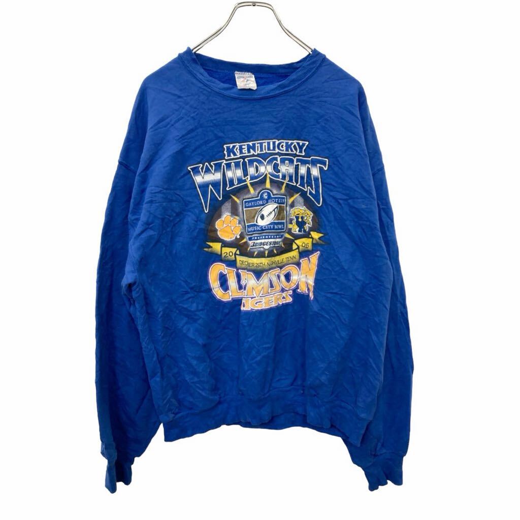 【中古】【古着】 JERZEES プリント スウェット トレーナー Lサイズ ジャージーズ ブルー 古着卸 アメリカ仕入 t2406-3878