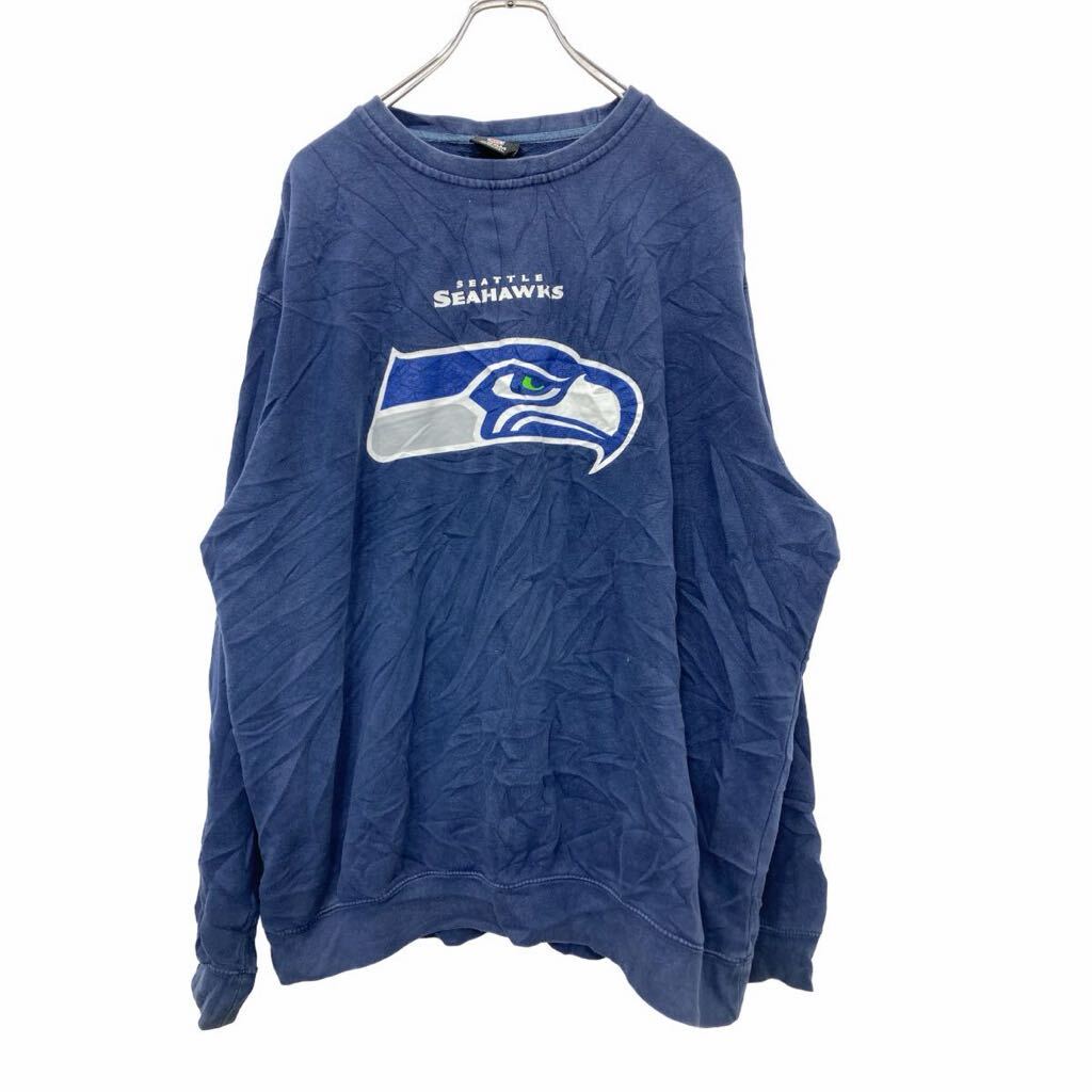 【中古】【古着】 NFL プリント スウェット トレーナー 2XLサイズ エヌエフアール ビッグサイズ ネイビー 古着卸 アメリカ仕入 t2406-3905