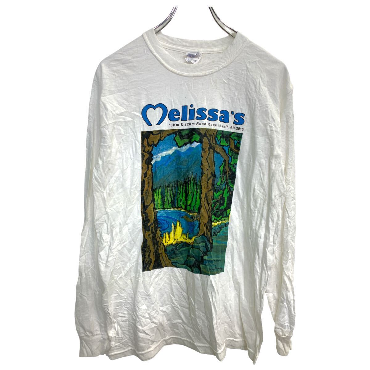 【中古】【古着】 GILDAN プリント ロングTシャツ Sサイズ ギルダン ホワイト コットン 古着卸 アメリカ仕入 t2406-3942