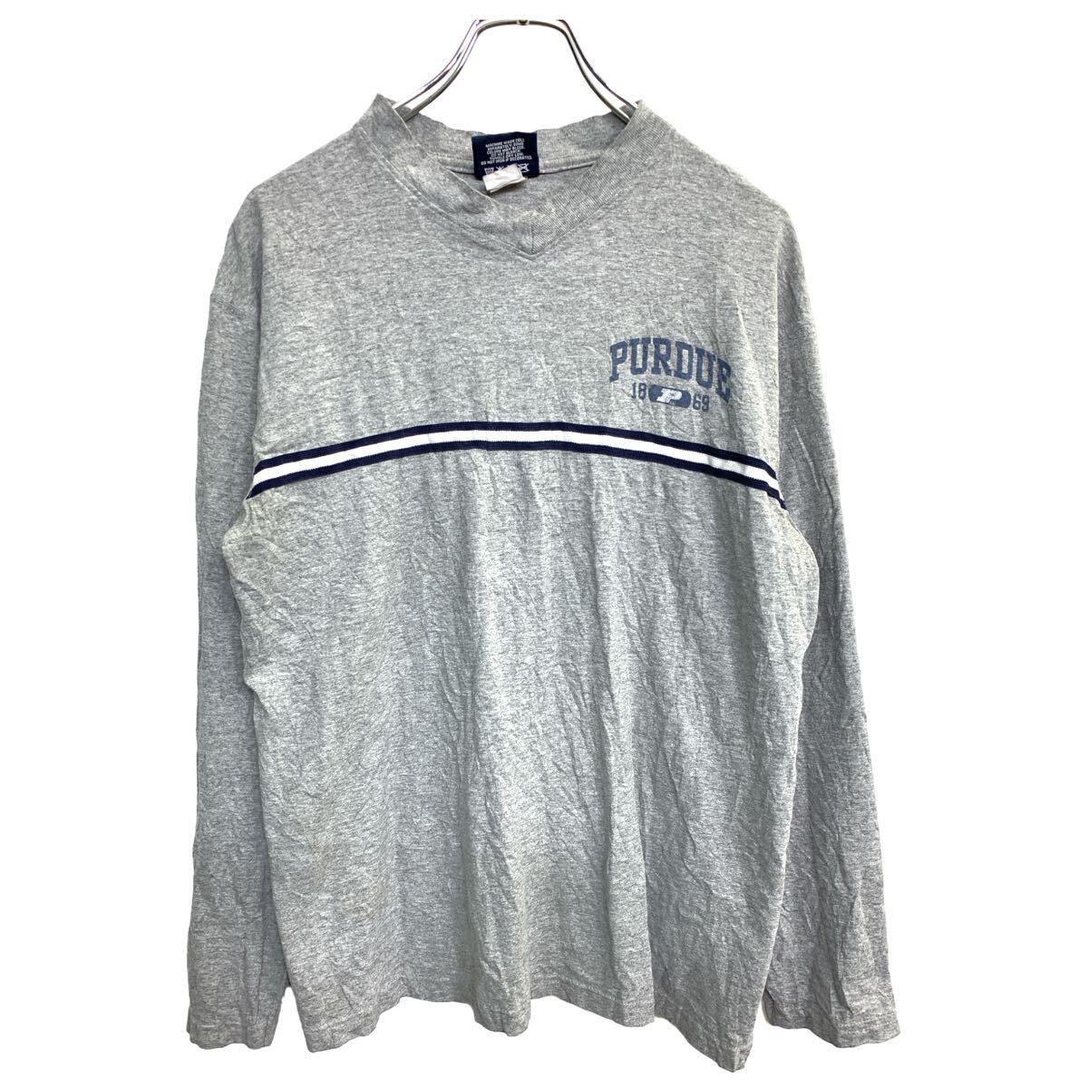 【中古】【古着】 JANSPORT ロングTシャツ Mサイズ ジャンスポーツ Vネック プリント グレー 古着卸 アメリカ仕入 t2406-3950