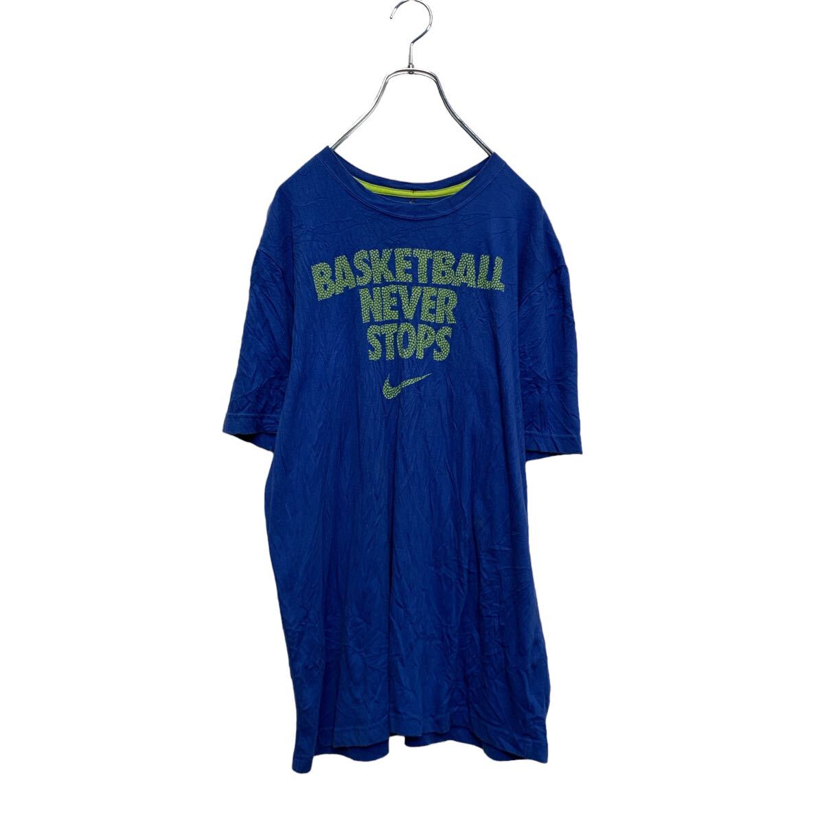 【中古】【古着】 NIKE 半袖 プリントTシャツ L ブルー ナイキ クルーネック バスケットボール 古着卸 アメリカ仕入 a606-6332