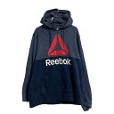 【中古】【古着】 Reebok ロゴ スウェット パーカー L ダークグレー ブラック リーボック プルオーバー 古着卸 アメリカ仕入 a606-6462