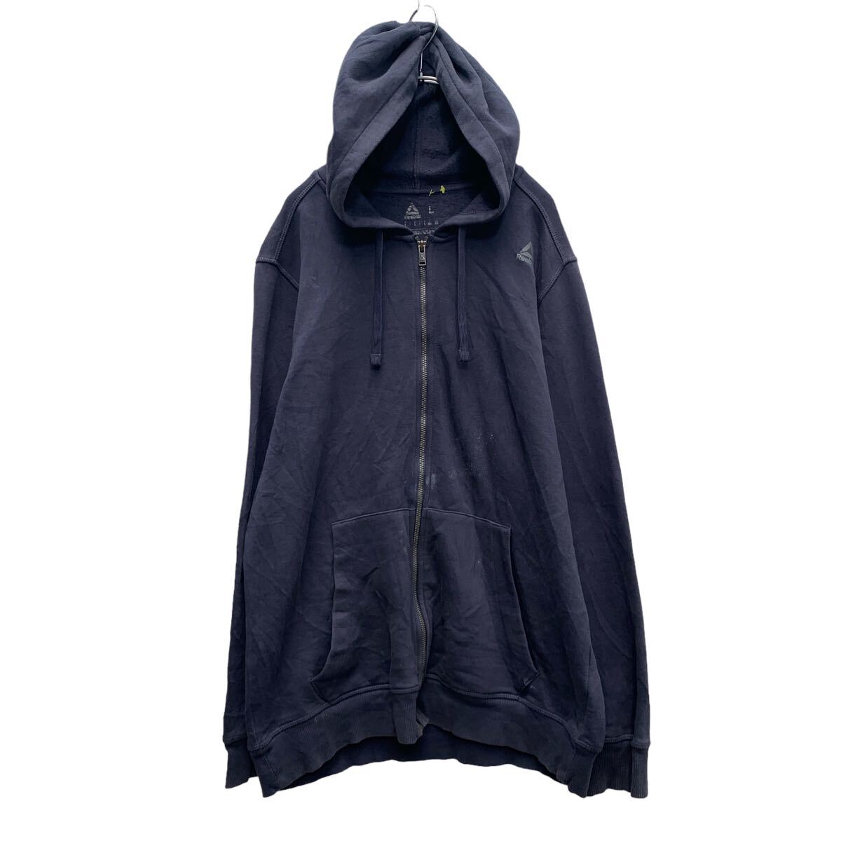 Rakuten - 【中古】【古着】 Reebok ジップアップ ロゴスウェット パーカー L ネイビー リーボック 裏起毛 古着卸 アメリカ仕入 a606-6673