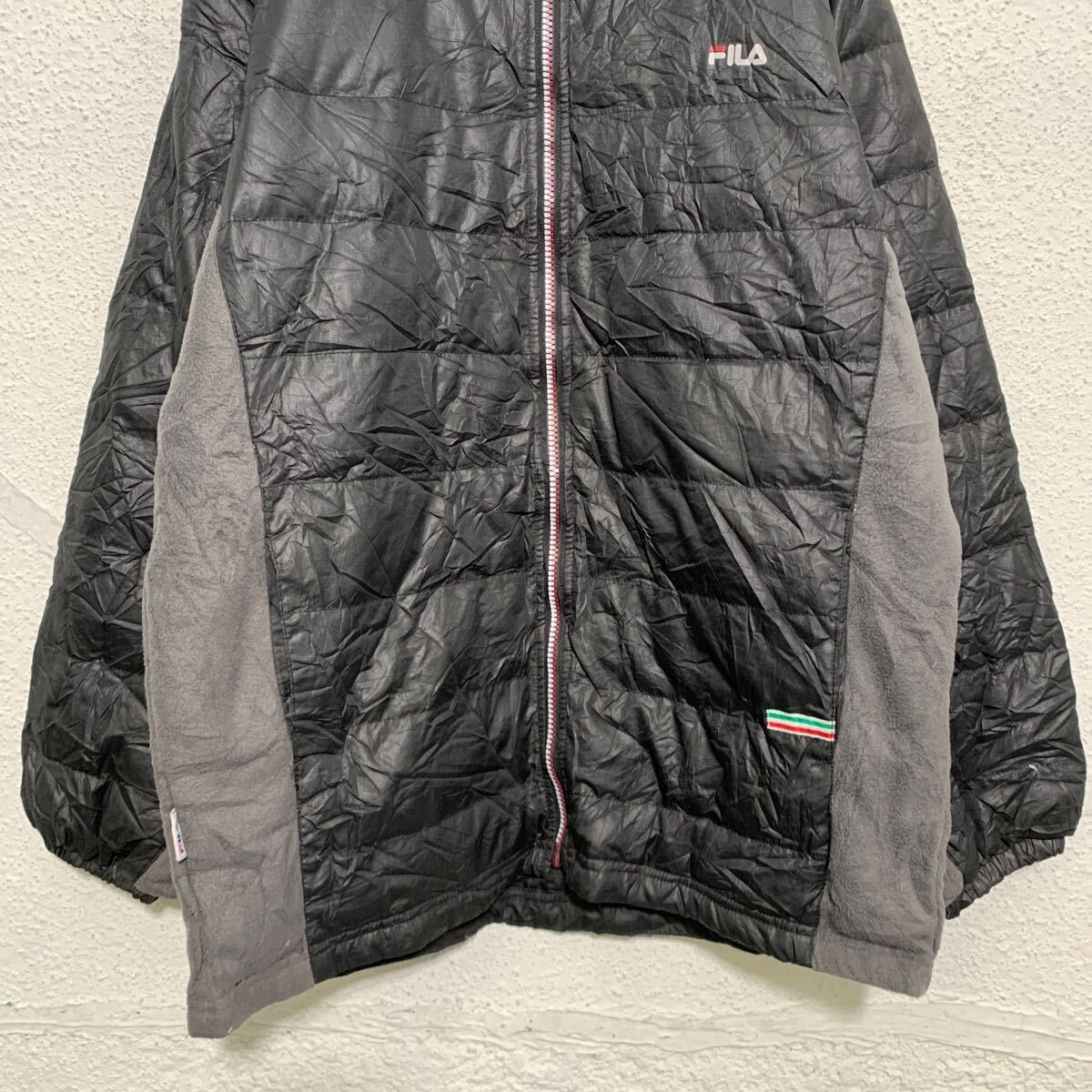【中古】【古着】 FILA ジップアップ ダウンジャケット L ブラック グレー 切替 フィラ 古着卸 アメリカ仕入 a606-6719 3