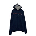 【中古】【古着】 champion プリント スウェット パーカー チャンピオン L ネイビー プルオーバー 古着卸 アメリカ仕入 a606-6766