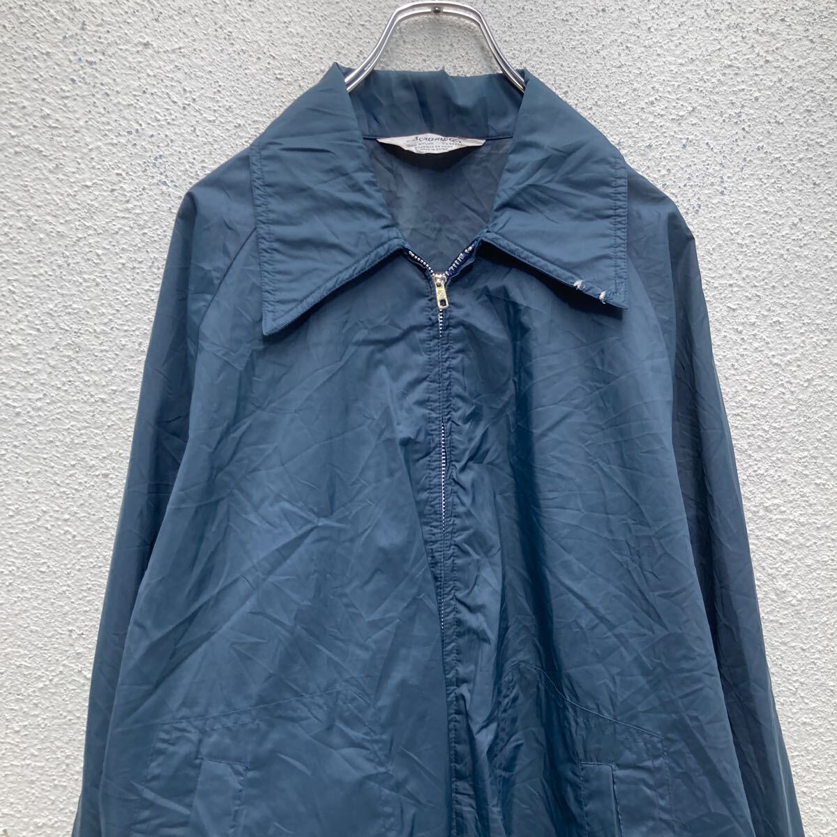 【中古】【古着】 Scrambler ジップアップ ナイロンジャケット XL ネイビー ビッグサイズ 薄手 古着卸 アメリカ仕入 a606-6940