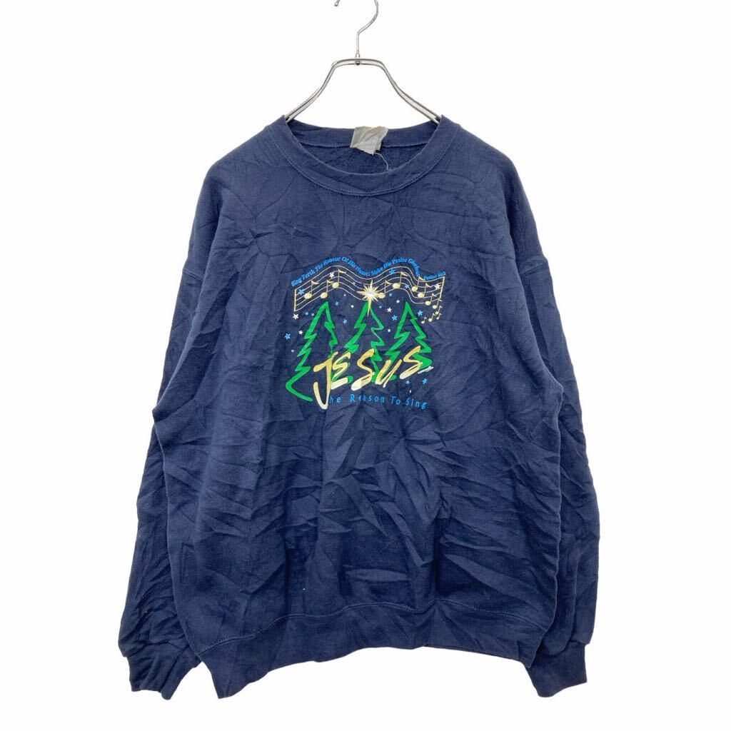 【中古】【古着】 Lee プリント スウェット トレーナー Lサイズ リー バックプリント ネイビー 古着卸 アメリカ仕入 t2406-4066