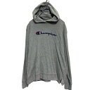 【中古】【古着】 Champion ロゴスウェット パーカー M グレー チャンピオン プルオーバー 裏起毛 古着卸 アメリカ仕入 a606-6997