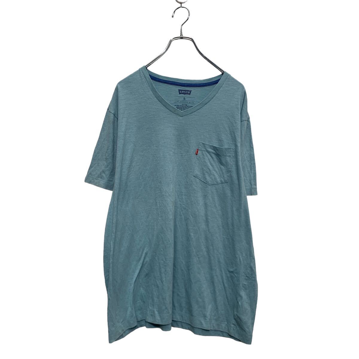 【中古】【古着】 Levi's 半袖 無地 ポケットTシャツ XL ライトブルー リーバイス Vネック 古着卸 アメリカ仕入 a606-7008