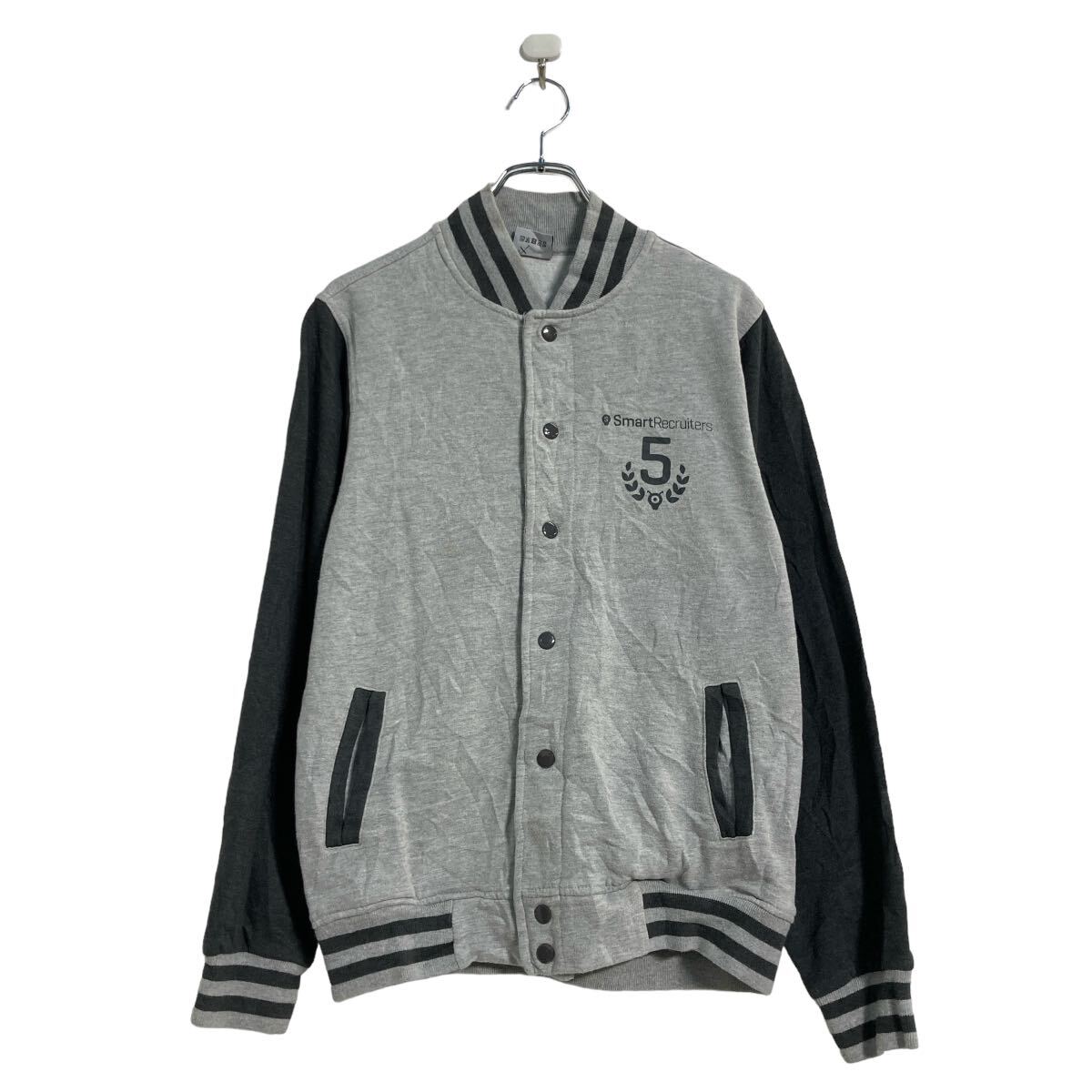 【中古】【古着】 FDM スタジャン S ライトグレー グレー スウェット バックプリント 古着卸 アメリカ仕入 a606-7030