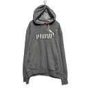【中古】【古着】 PUMA ロゴスウェット パーカー M グレー プーマ プルオーバー 裏起毛 古着卸 アメリカ仕入 a606-7058