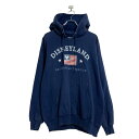 【中古】【古着】 DISNEYland プリント スウェット パーカー L ネイビー ディズニー プルオーバー 古着卸 アメリカ仕入 a606-7123