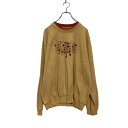 【中古】【古着】 Decorated Originals ロゴスウェット トレーナー L ベージュ レディース レイヤードネック 裏起毛 紅葉 古着卸 アメリカ仕入 a607-5029