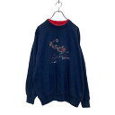 【中古】【古着】 MC Sportswear ロゴスウェット トレーナー L レディース ネイビー レイヤードネック 裏起毛 クリスマス 古着卸 アメリカ仕入 a607-5032