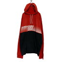 【中古】【古着】 PUMA プリントスウェット パーカー XL レッド ブラック 切替 プーマ ビッグサイズ プルオーバー 古着卸 アメリカ仕入 a607-5084