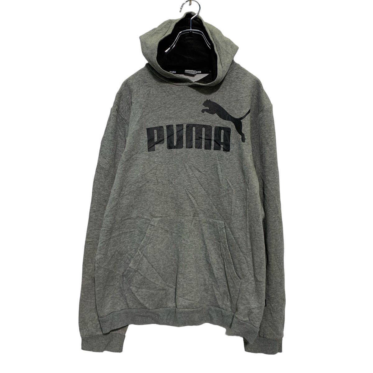 【中古】【古着】 PUMA ロゴスウェット パーカー 170〜 キッズ グレー プーマ 裏起毛 プルオーバー 古着卸 アメリカ仕入 a607-5087