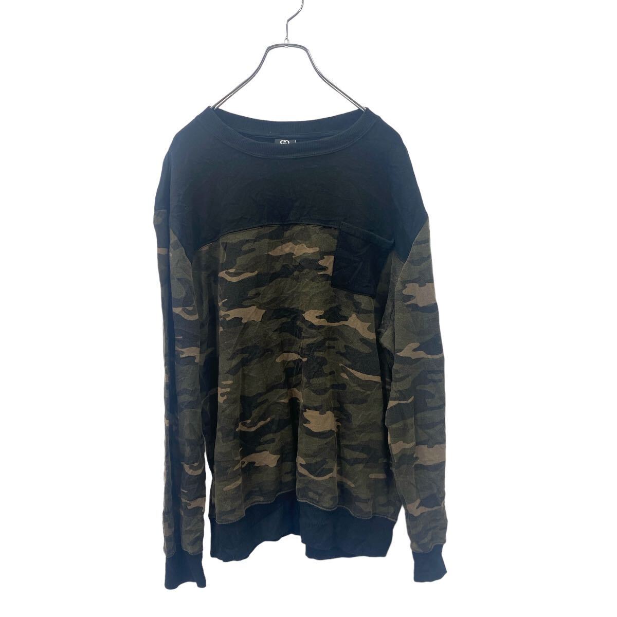 【中古】【古着】 AMNESIA スウェット トレーナー XL サイズ アムネシア 迷彩 胸ポケット 古着卸 アメリカ仕入 t2406-4094