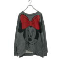 【中古】【古着】 Disney キャラクター プリントスウェット トレーナー M レディース グレー ディズニー 裏パイル ミニー 古着卸 アメリカ仕入 a607-5185